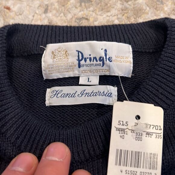 Vintage Pringle of Scotland Golf Sweater Cotton Graphic Golfer Hong Kong size L - Picture 3 of 9